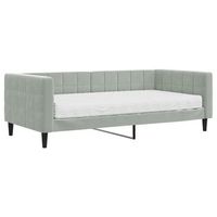 cama para adulto  cama individual  sofa cama con colchon terciopelo gris claro 90x190 cm