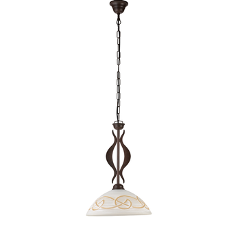 Bilbao - Lámpara De Hierro Lacado En Negro Con Decoración. Efecto Óxido Y Difusor De Cristal D. 30 Blanco Y Ámbar 1 Luz 104 - Ø30