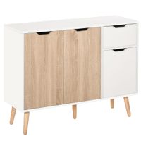 aparador 90x30x72 cm blanco y madera natural