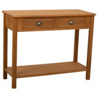 recibidor-consola de madera con 2 cajones y 1 balda marron 100x40x78