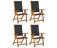 vidaxl sillas de jardin plegables 4 uds madera maciza acacia textileno