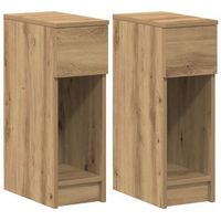 mesillas de noche con cajon 2 uds roble artesanal 20x36x60 cm vidaxl