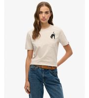 superdry para mujer w1011623a camiseta psychic readings beige l casual algodon manga corta