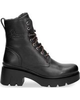 de panama jack botin de cordoneras de piel con plantillas y forro de pelo negro