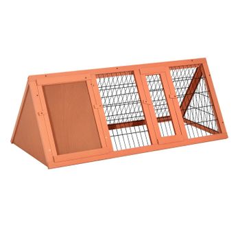 PawHut Jaula Conejo Conejera de Exterior con Buena Ventilación 2 Tablas Protección de Lluvia y Calor del Sol Ligero Madera de Abeto Estable Duradera Metal 118x50x45 cm   Aosom España