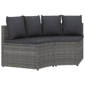 Conjunto De Sofás De Jardín Con Cojines 2 Uds | Mueble Jardin Mesa Y Sillas Ratán Sintético Gris Cfw297481