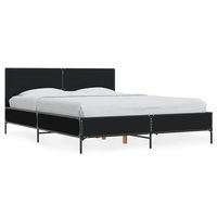 cama doble  cama para adultos  estructura de cama madera de ingenieria y metal negro 140x190cm