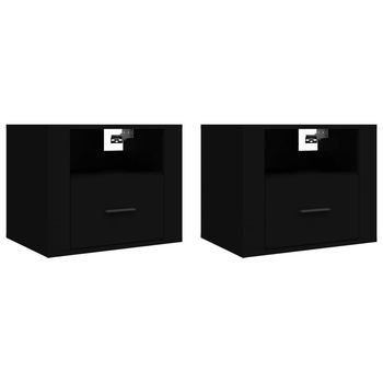 Juego De 2 Mesitas De Noche - Mesillas De Pared Negro 50x36x40 Cm Mc6306