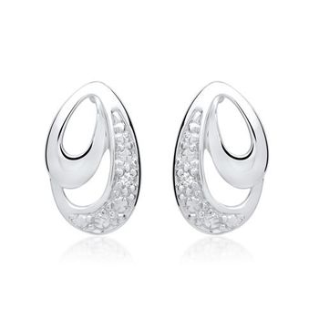 Pendientes 14 quilates oro blanco 2 diamantes 0,0104 ct.