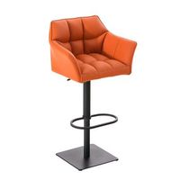 taburete de bar silla alta para mostrador costura cuadrada asiento de pvc naranja estructura de metal negro 100004677