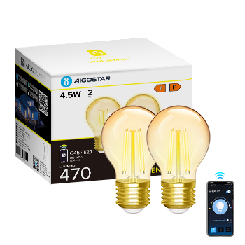 Bombilla inteligente de filamento G45 CCT (2 UDS.) (WIFI + Bluetooth)