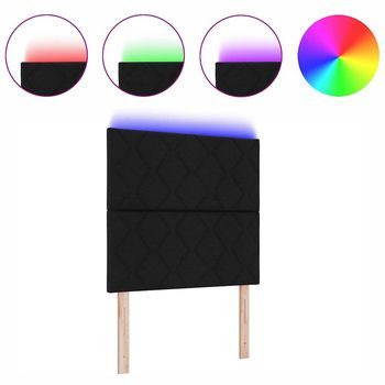 Cabecero Con Luces De Tiras Led Con Cabecera Negro 90 Cm Tela