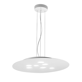 Lámpara Colgante Led Redonda Luna De Metal Blanco 72,5x60cm, 10 Luces Gx53 Max 10x8w, Doble Emisión, Ip20, Bombillas Excluidas