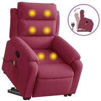 sillon reclinable de masaje elevable terciopelo rojo tinto vidaxl