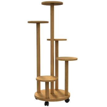Soporte para plantas 33x33x90 cm madera natural