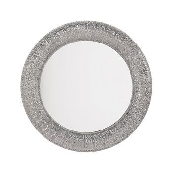 Espejo De Pared Redondo Plateado 80 Cm Pieza Decorativa Pintada Channay