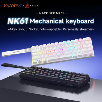 Teclado mecánico para juegos con cable AJAZZ NK61 con interruptor rojo y 61 teclas, plug and play, DIY, adecuado para juegos y uso en la oficina.