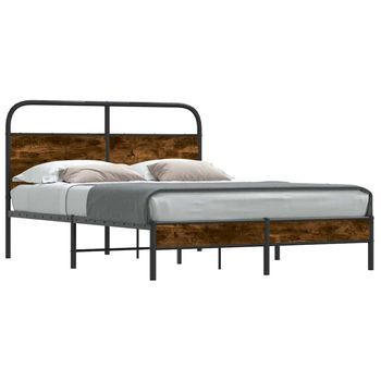 Estructura De Cama Sin Colchón 140x190 Cm Madera Roble Ahumado Vidaxl