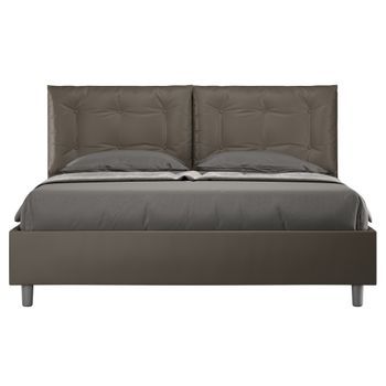 Cama King Size Italiana De Piel Sintética Andry-color Marrón-ropa De Cama 160x200 Cm