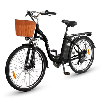 Bicicleta Eléctrica Urbana Retro Dyu C6, 250 W, 36 V, 12,5 Ah, Con Cesta Y Portaequipajes Trasero, Negra