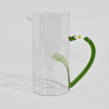 Jarra de vidrio con asa de flor, 1,4 l