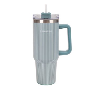 Botella térmica con pajita acero inoxidable 1,18 litros verde