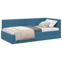cama individual  cama para adulto  estructura de cama en esquina azul 90 cm x 200 cm terciopelo