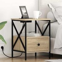 mesita de noche 2 uds - dormitorio - madera de ingenieria - roble sonoma 415x405x55cm