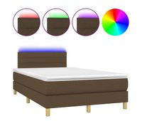 cama box spring con colchon y led tela marron oscuro 120x200 cm rayas horizontales