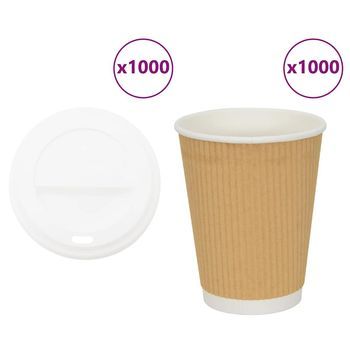Vasos De Café De Papel Con Tapa 1000 Uds 12oz 300ml Vidaxl