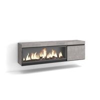 mueble tv  television  muebles de salon almacenaje  160  para tv hasta 65  chimenea electrica xxl  colgado suspendido  estilo moderno  cemento