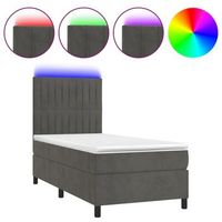 cama individual  cama box spring  cama para adultos colchon y led terciopelo gris oscuro 100x200 cm