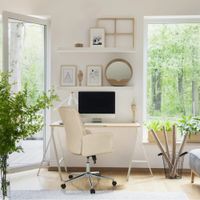 silla home office tela beige