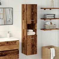 armario pared bano  mueble de bano madera ingenieria envejecida 30x30x130 cm