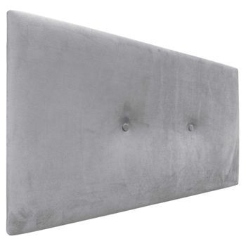 Dhome Cabecero De Terciopelo Liso Con Botones 90x50 Camas 80/90 - Gris Claro