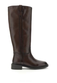 botas de piel con cremallera dark brown 37