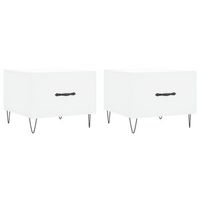 conjunto de 2 mesas de centro con cajon 50 x 50 x 40 cm madera de ingenieria blanca y hierro dec040316