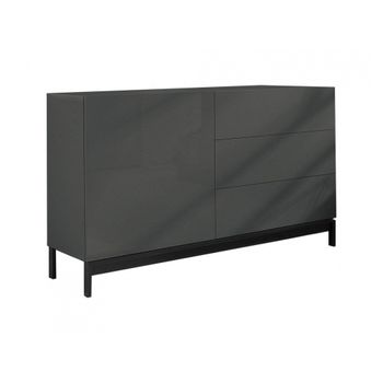 Aparador efecto madera antracita brillo 110x40h48 cm