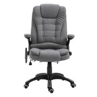 vinsetto silla de masaje ergonomica con 6 puntos de masaje funcion de calefaccion altura ajustable y ruedas 68x72x110-120 cm gris   aosom espana