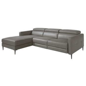 Sofá Chaise Longue Relax Izquierda Piel Gris Oscuro Angel Cerdá 6125 258x173x95
