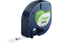 cinta papel - dymo letratag s0721510 12 mm x 4 m negro sobre blanco