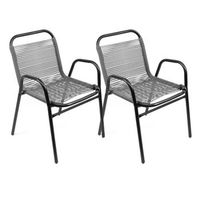 conjunto de 2 sillas apilables de jardin - 59x76x53 cm - asiento en metal y polietileno para exteriores - gris