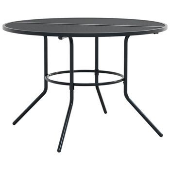 Mesa De Jardín | Mesa De Patio Redonda De Acero Gris Antracita Ø110x72,5 Cm