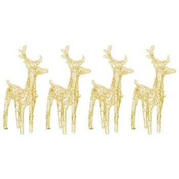 Renos De Navidad 4 Unidades 160 Leds Blanco Cálido Acrílico Vidaxl