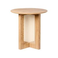 mesa auxiliar moderna de mdf con ratan o 50 cm mobiliario de salon marron claro karlo