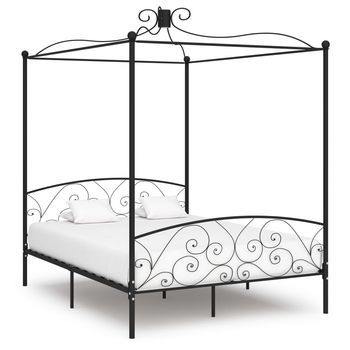 Estructura De Cama Con Dosel Metal Negro 160x200 Cm Vidaxl