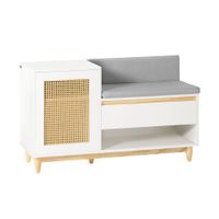 banco zapatero con 2 estantes 1 cajon y 1 puerta blanco