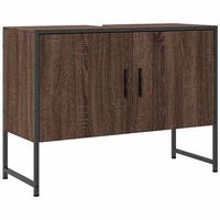 armario lavabo bano madera ingenieria roble marron 80x33x60 cm vidaxl