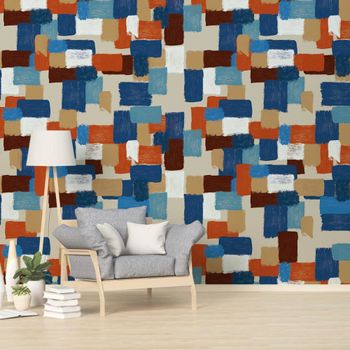 Papel pintado brocha azul 156x270cm