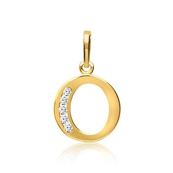 8k colgante letra o de oro con circonita